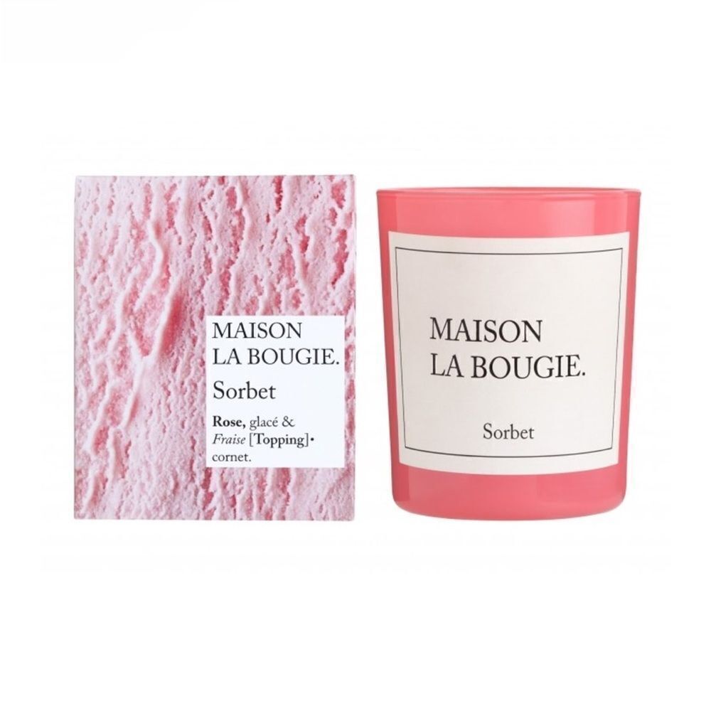 Maison La Bougie Paris Sorbet Candle in Rose, glacé & fraise. 6.34 ounces, NIB!